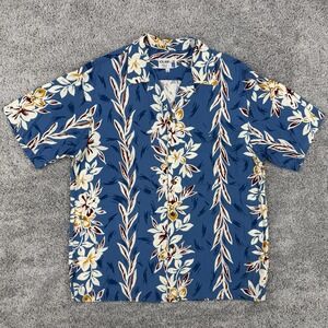 Vintage Iolani Hawaiian Shirt Men's L Floral Loop Collar Camp Made In Hawaii USA